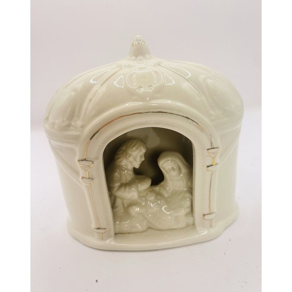 Porcelain White Nativity Scene Joseph Mary Jesus Christmas Decor - Picture 1 of 11